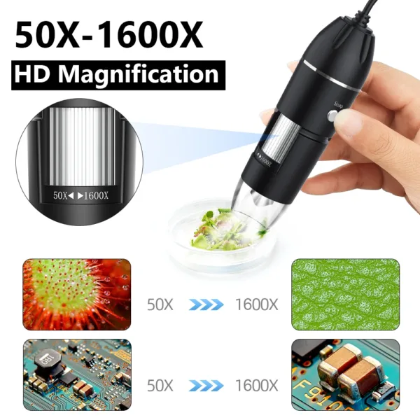 1600X 3in 1 Digital Microscope Camera Portable Electronic Microscope For Soldering LED Magnifier Type-C USB Charge Magnifier - AliExpress 1420 - Image 2