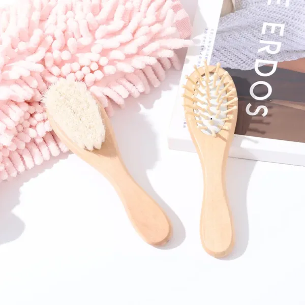 2pcs Baby Care Hair Brush Beech Soft Wool Wood Comb Newborn Massager Comb Baby Shower And Gift Baby Sleeping Soothing Bedding - AliExpress 1501 - Image 4