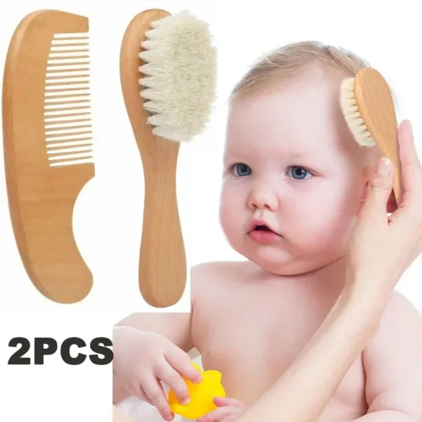 2pcs Baby Care Hair Brush Beech Soft Wool Wood Comb Newborn Massager Comb Baby Shower And Gift Baby Sleeping Soothing Bedding - AliExpress 1501