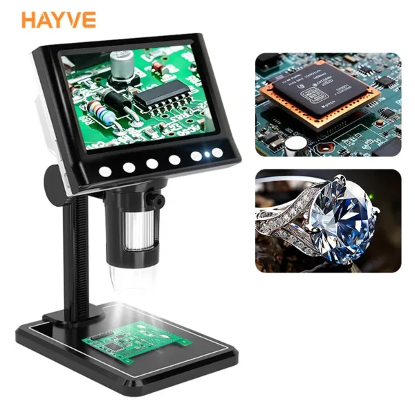 Hayve 4.3'' Digital Microscope 1600X USB Microscope 1080p Soldering Microscope with 8 LEDs Compatible with Windows/Mac OS (DM7) - AliExpress 1420