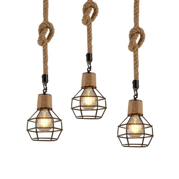 Industry Loft Chandelier Vintage Hemp Rope